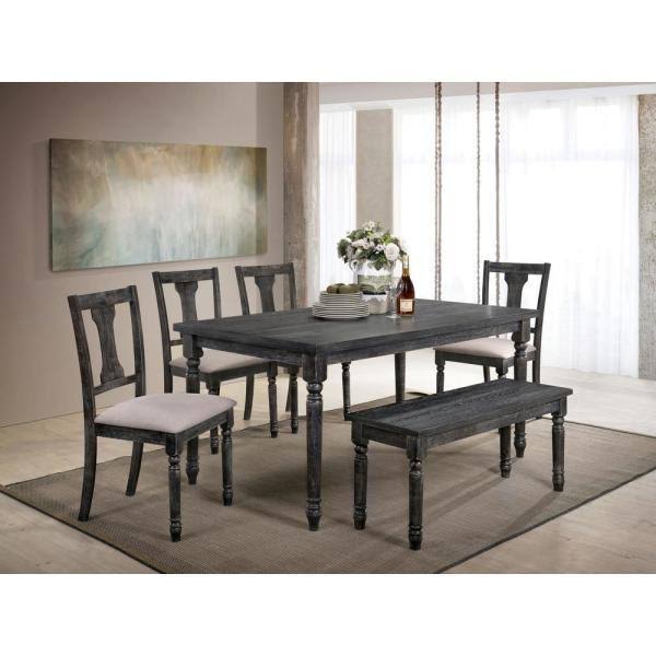 Weathered Gray Fabric Fiddle Back Side Chair (Set of 2) Q938