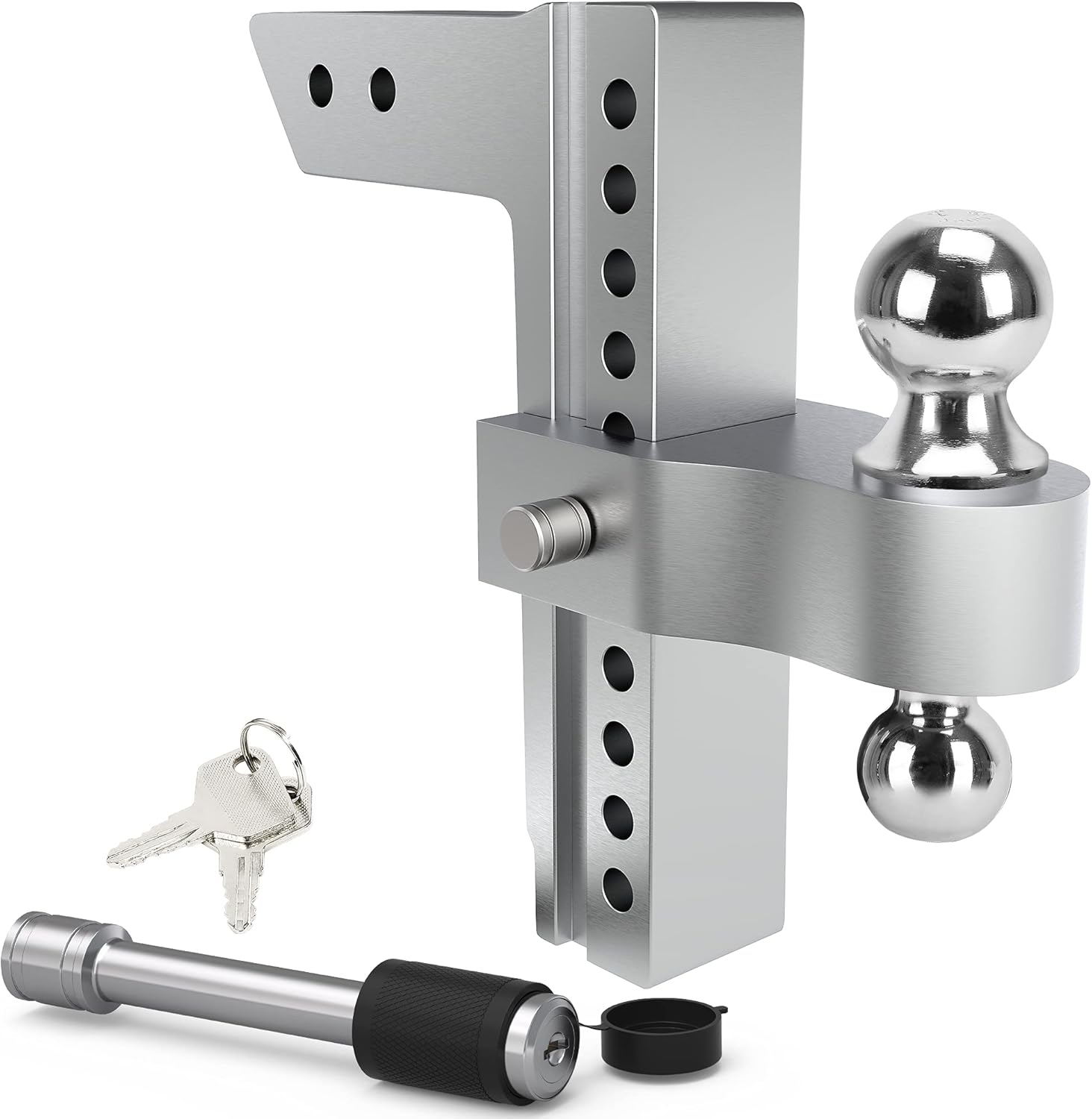 Adjustable Trailer Hitch Ball Mount, 2.5-Inch Receiver, 10-Inch Drop, Forged Aluminum Shank, 2-Inch and 2-5/16-Inch Combo Stainless Steel Tow Balls C151