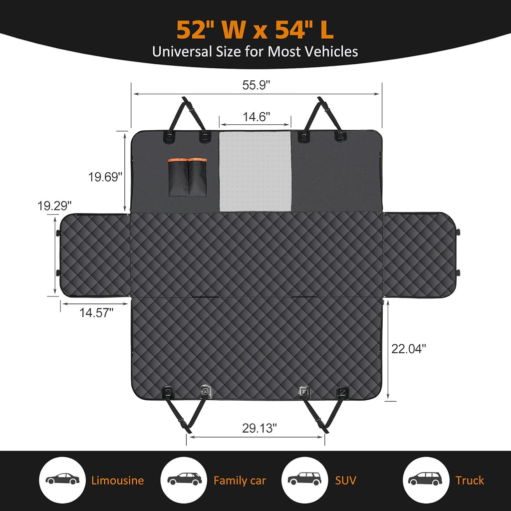 Waterproof Nonslip Dog Seat Cover with 2 Seat Belts and a Pocket C583