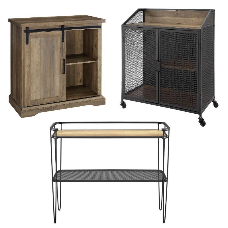 3 Piece Oak TV Stand Entryway Table and Bar Cabinet G5579