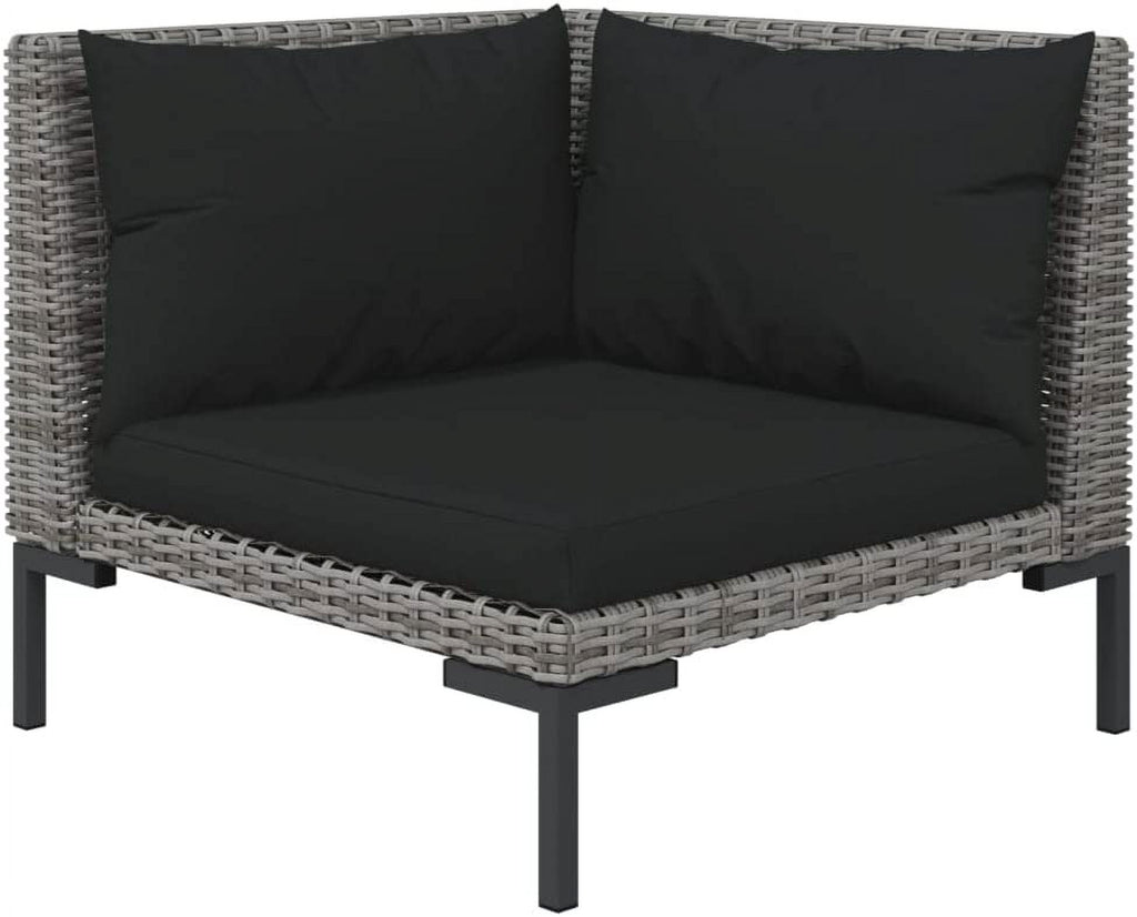 12 Piece Poly Rattan Patio Lounge Set with Cushions Dark Gray Q1709