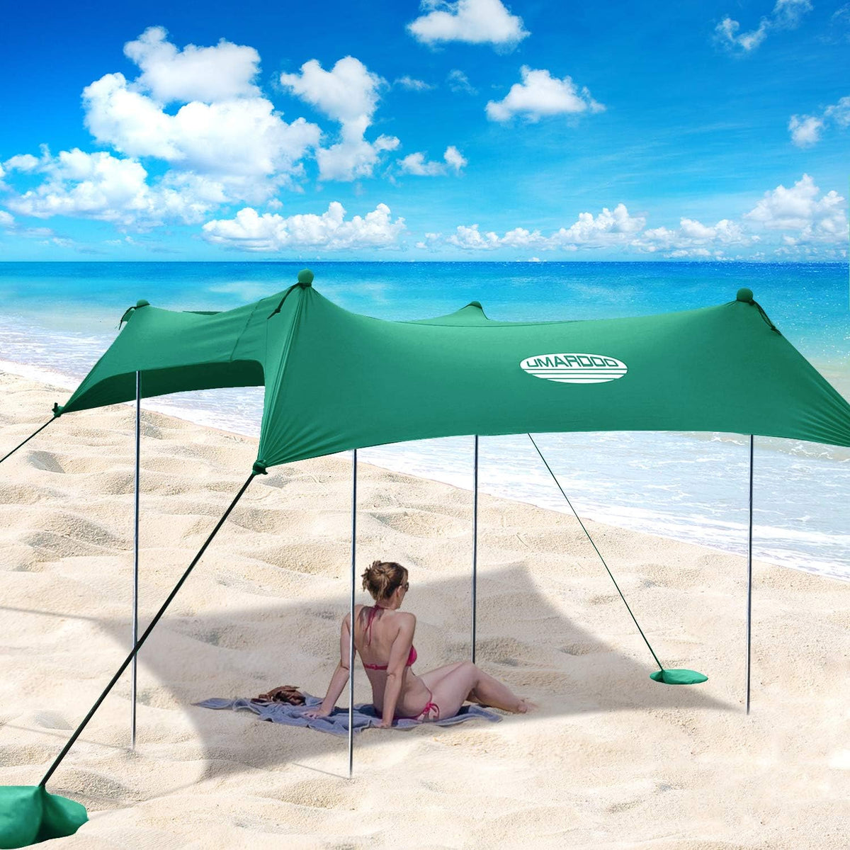 Pop Up Beach Sunshade Tent with Carrying Bag (Blue, 7X7 FT) Z404300