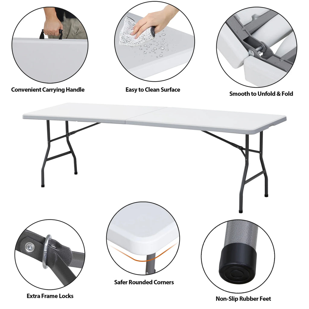 8 ft Plastic Folding Camping Table L977