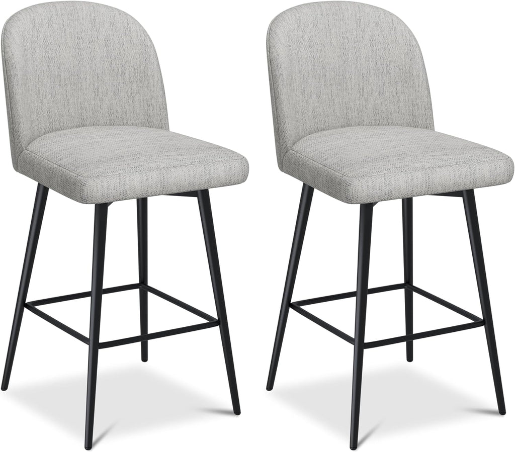 26 Inch Upholstered Bar Stools Set of 2 with Metal Legs C446