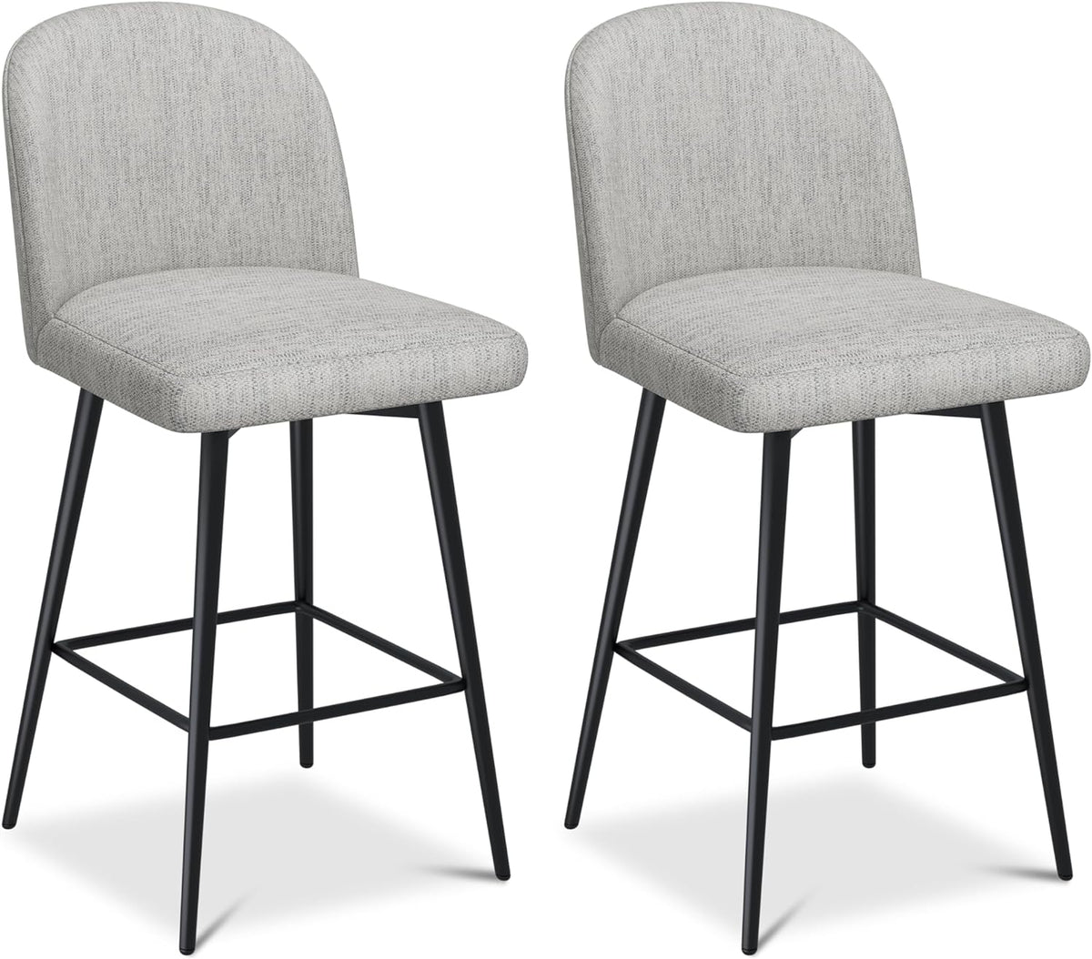 26 Inch Upholstered Bar Stools Set of 2 with Metal Legs C446