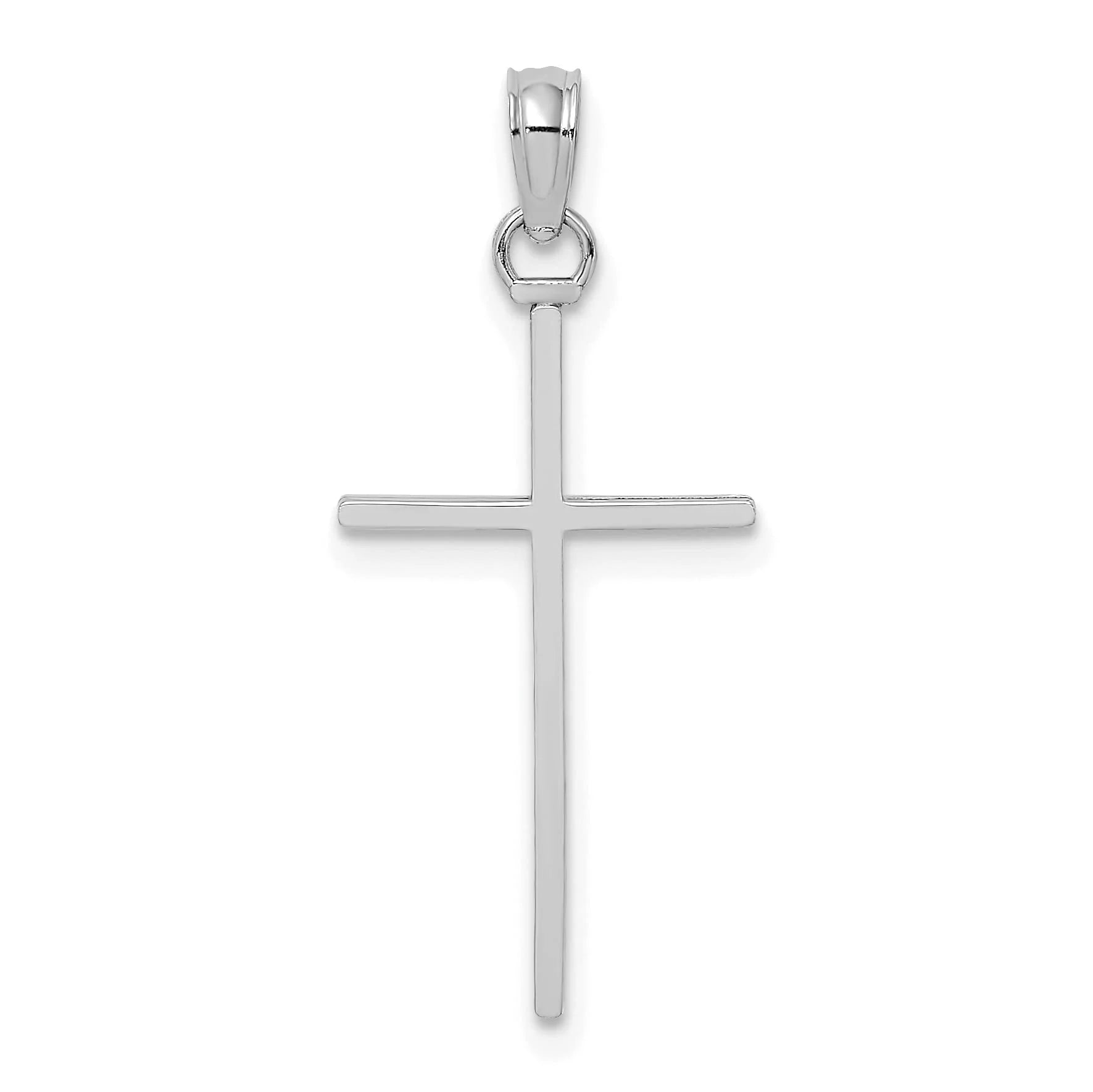 10K White Gold Stick Cross Charm M91092