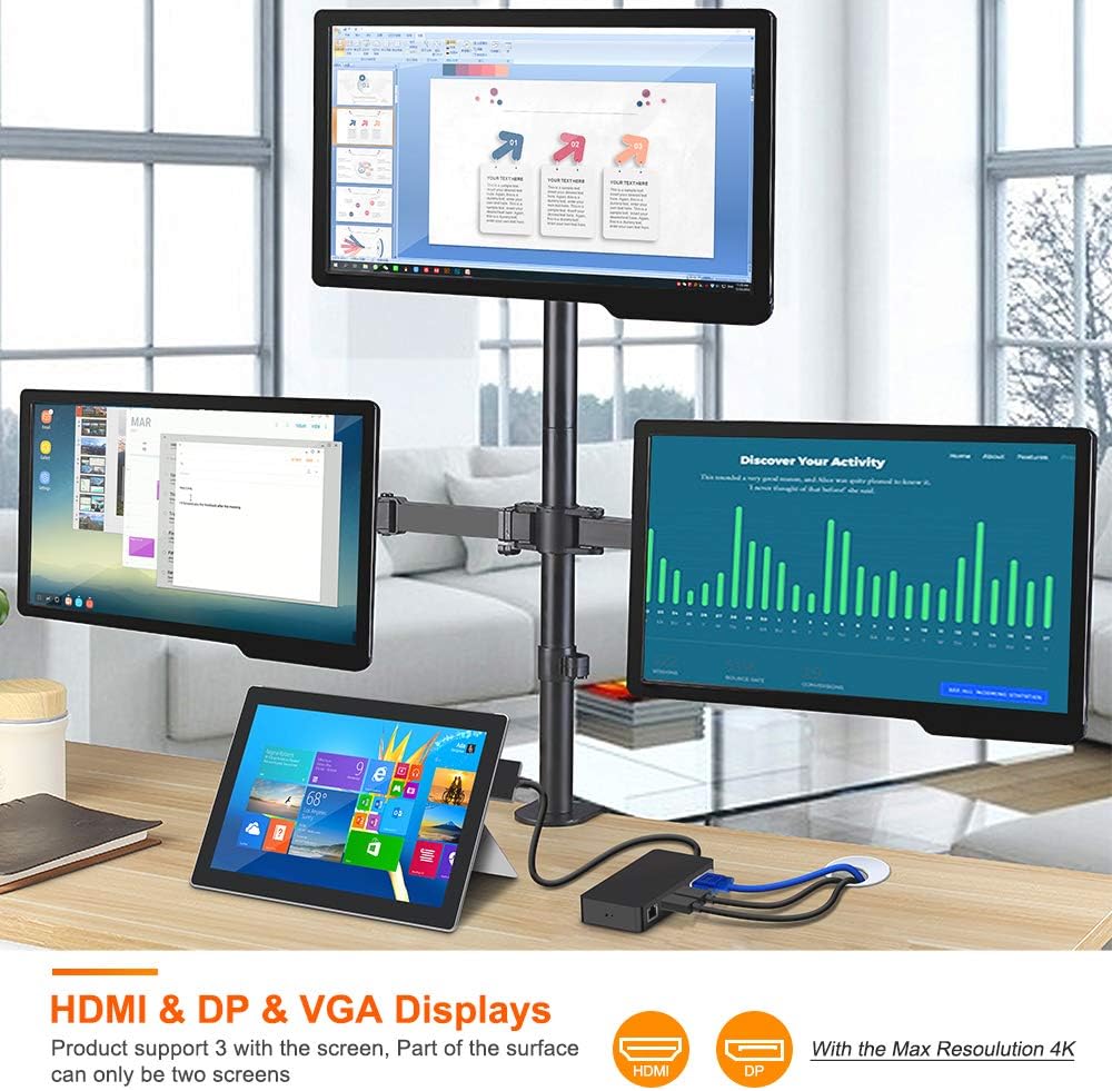 Surface Pro Dock with Gigabit Ethernet, 4K HDMI, 3xUSB 3.0, USB C, SD/TF Card Slot H297630