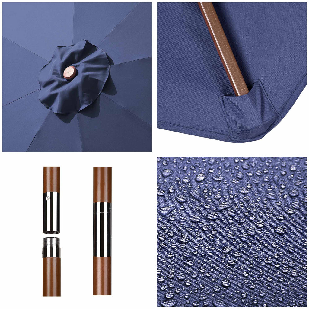 9ft Wooden Pole Patio Umbrella 8 Ribs W28464