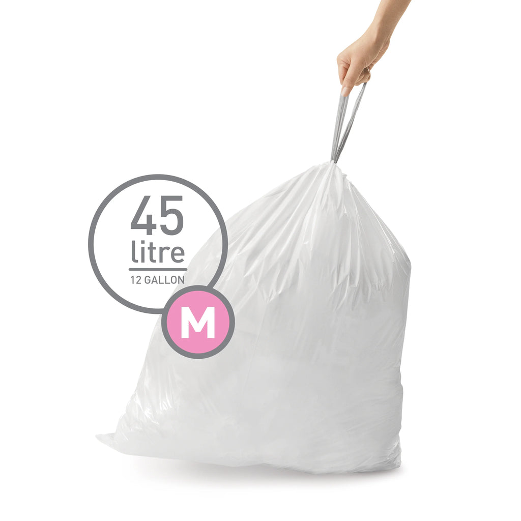 White 45 Liter Drawstring Trash Bags W916090