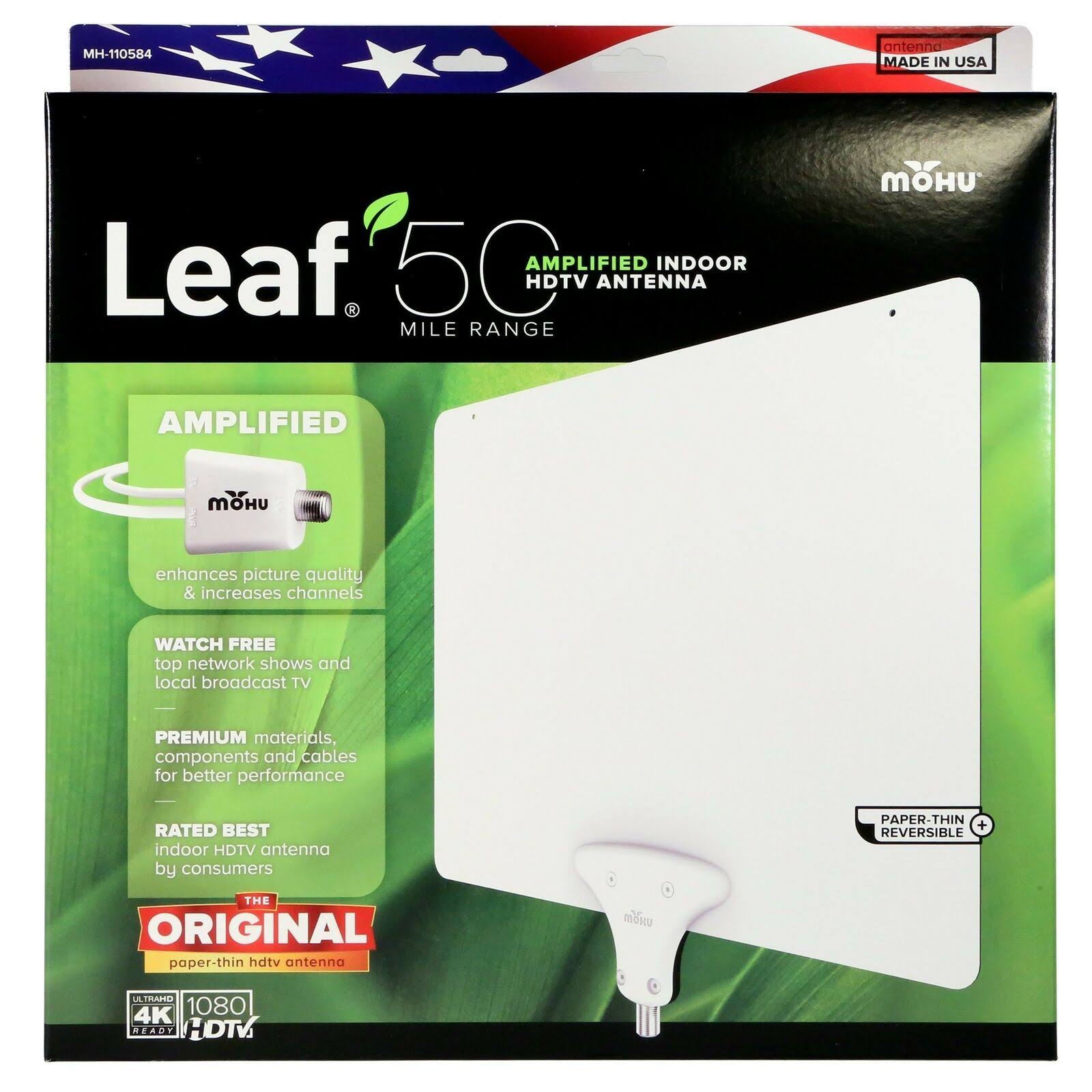 Amplified Indoor TV Antenna, 50 Mile Range G71212