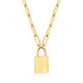 14kt Yellow Gold Paper Clip Link Padlock Necklace Q464