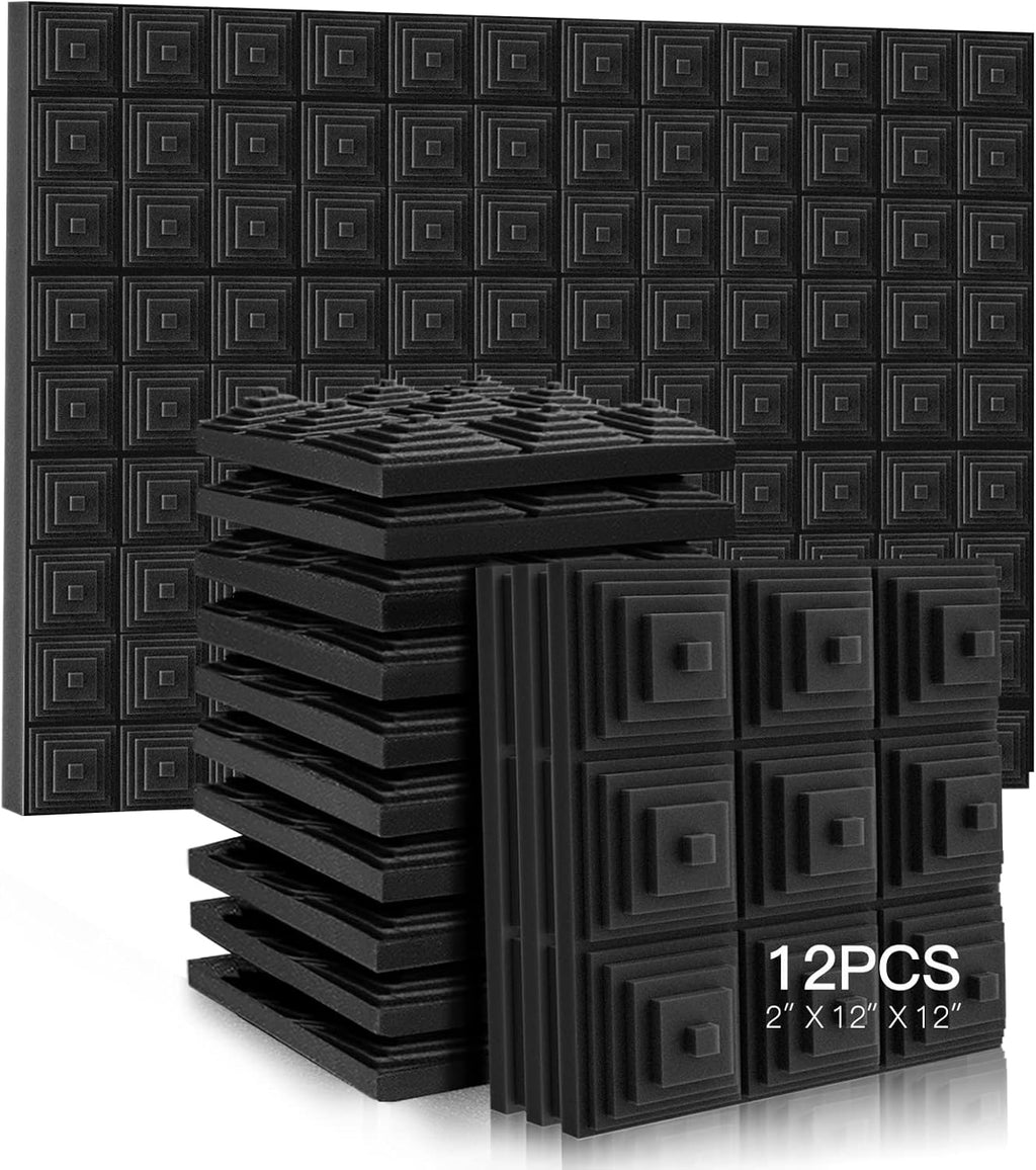 24 Pack High Density Acoustic Foam Panels 2" x 12" x 12" H7136