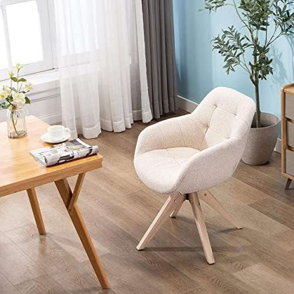 Mid Century Modern Swivel Fabric Accent Chair with Oak Wood Legs J91885