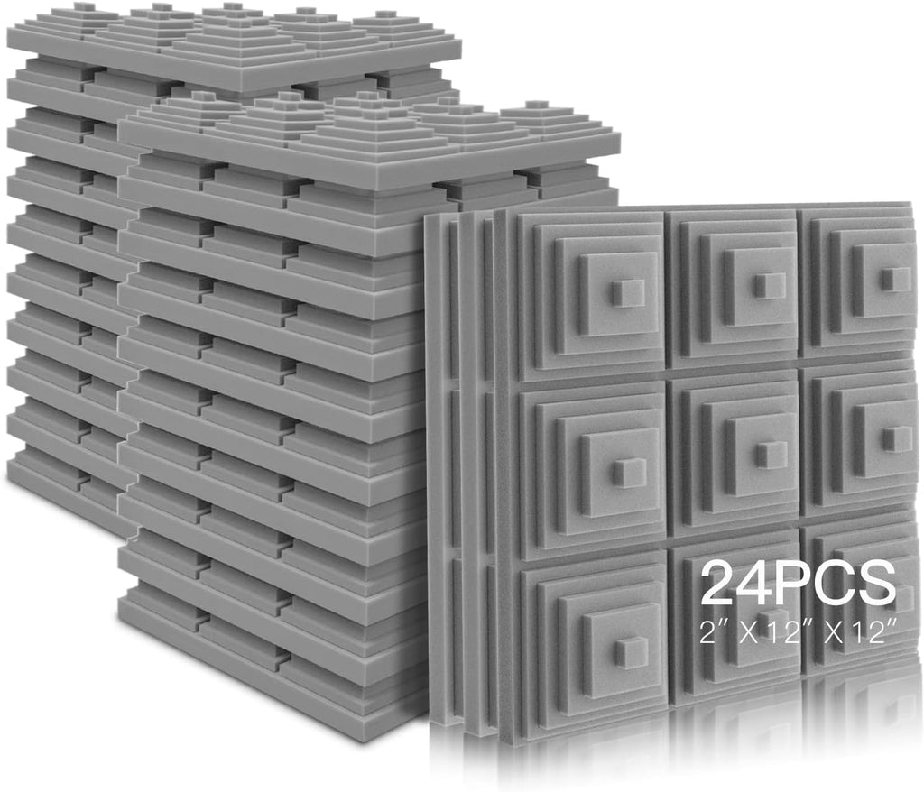 24 Pack High Density Acoustic Foam Panels 2" x 12" x 12" H7136
