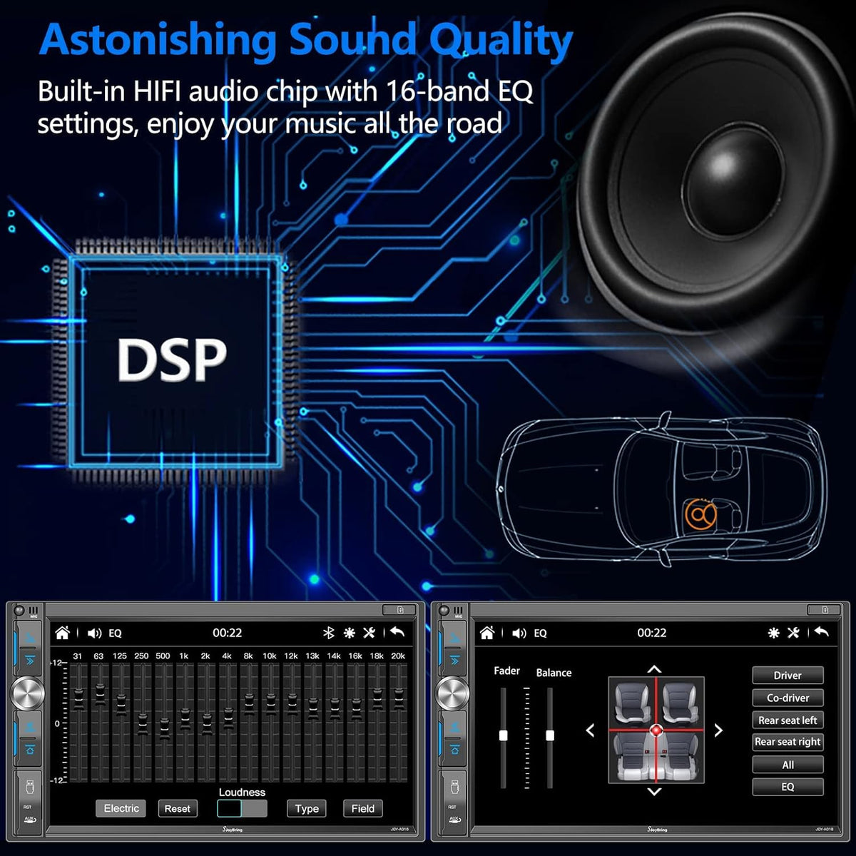 Double Din Car Stereo with 7 HD Touchscreen, Bluetooth 5.2, Backup Camera Y336470