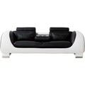 Black and White Faux Leather Wooden Sofa with Headrest Y73499