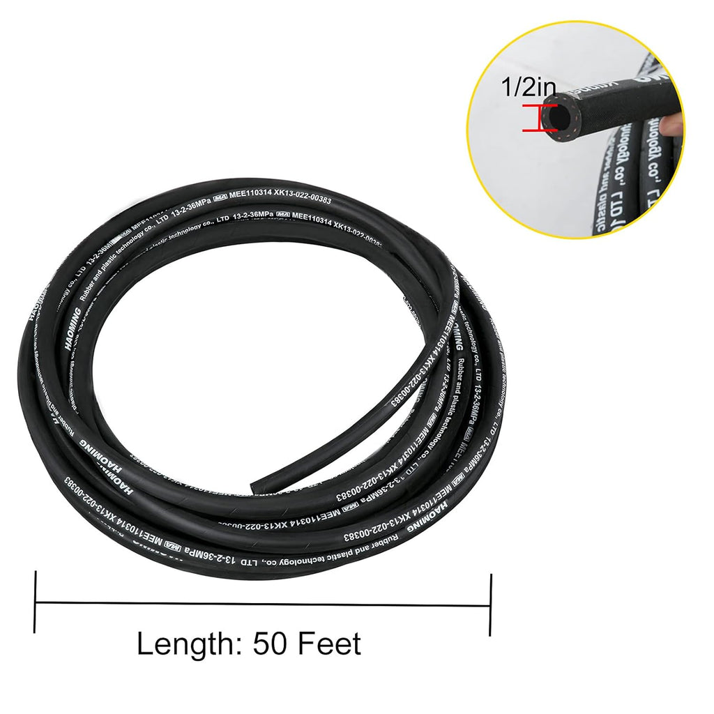 Hydraulic Hose 50 Feet 1/2 Inch 5000 PSI Pack of 2 H52084
