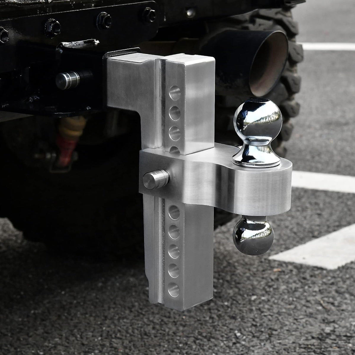 Adjustable Trailer Hitch Ball Mount, 2.5-Inch Receiver, 10-Inch Drop, Forged Aluminum Shank, 2-Inch and 2-5/16-Inch Combo Stainless Steel Tow Balls C151