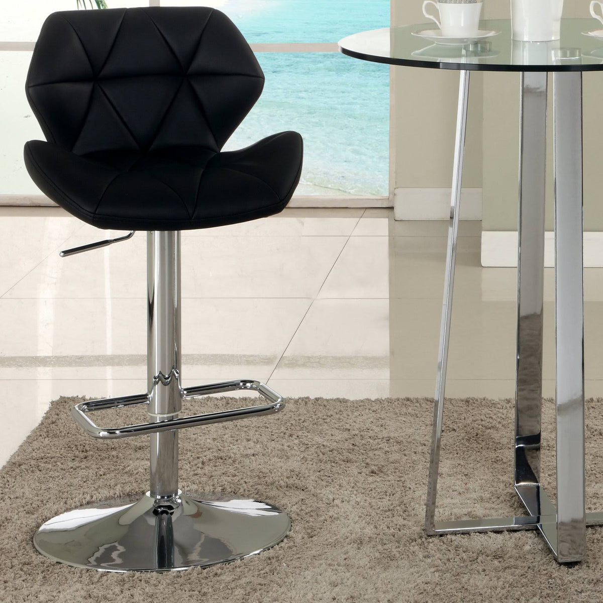 Black Swivel Height Stool N5480
