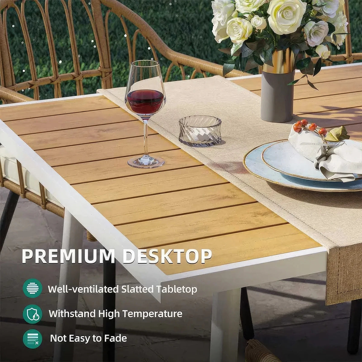7 Pieces Rattan Wicker Patio Dining Table Set R8490