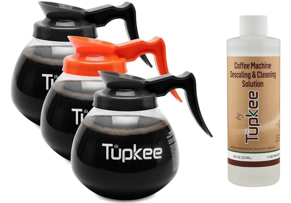 12 Cup 64 oz. Set of 3 Glass Coffee Pots with Black and Orange Handles F6020