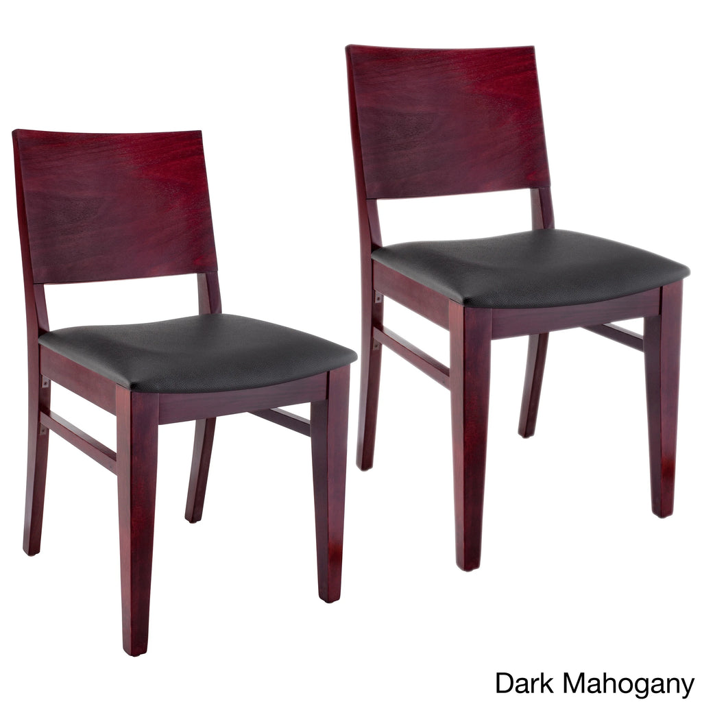 Natural Finish Wood Dining Chairs (Set of 2) with Faux Leather V58909