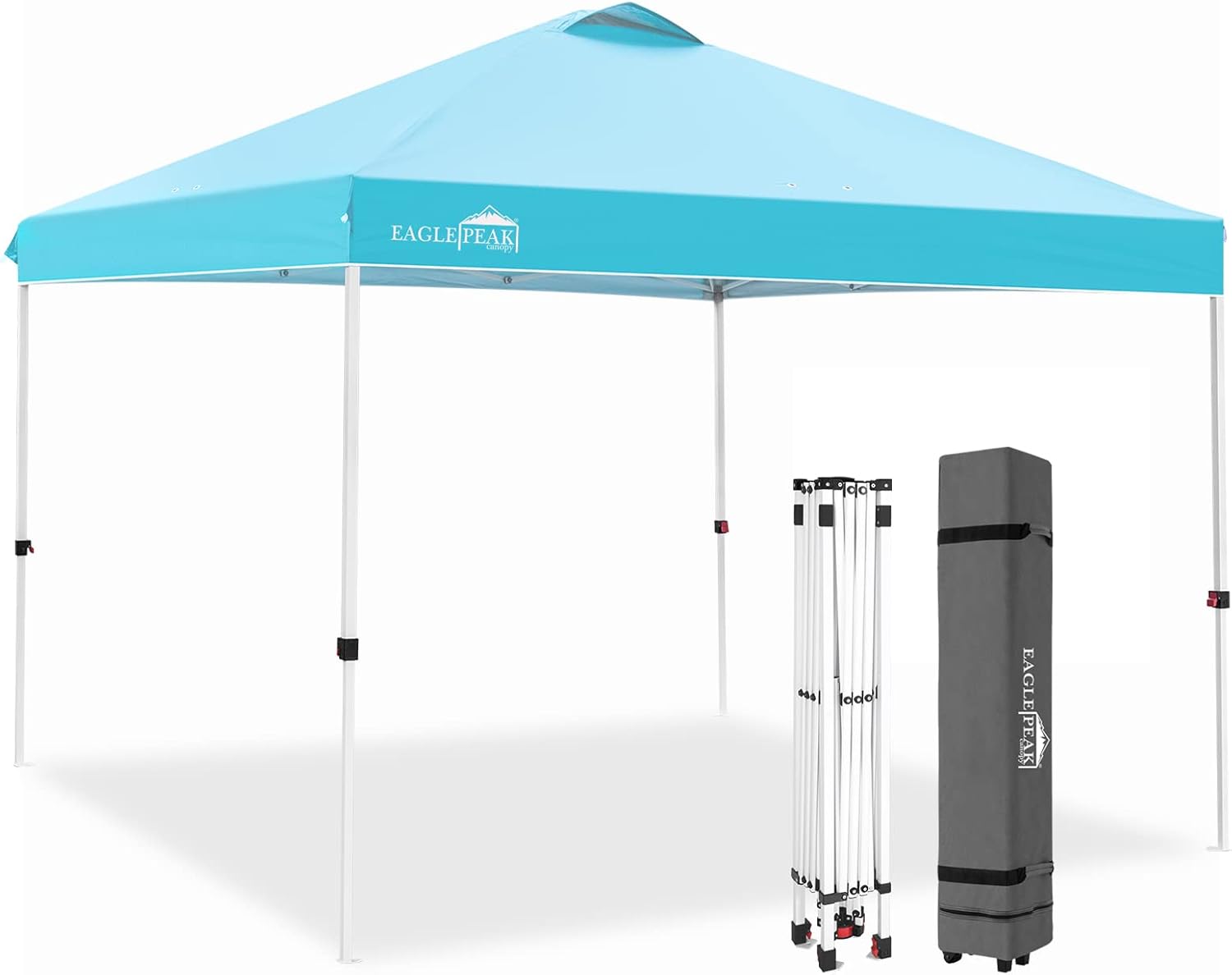 10' x 10' Light Blue Pop Up Canopy Tent with Wheeled Carrying Bag N556