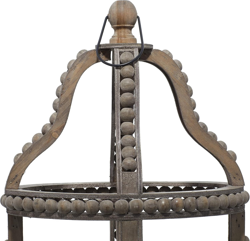 Rustic Wood and Glass Candle Lantern, 10W x 29H, Brown K1794