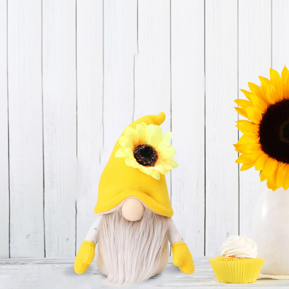 2Pc Faceless Dwarf Ornaments Rabbit Plush Doll Bee Festival Cartoon Sitting Posture Facing Sunflower N25576