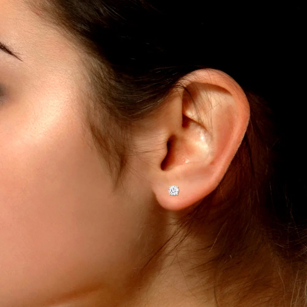 4.5MM Round Cut Lab Created Moissanite Screw Back Stud Earrings In 18K Yellow Gold Over Sterling Silver H376833