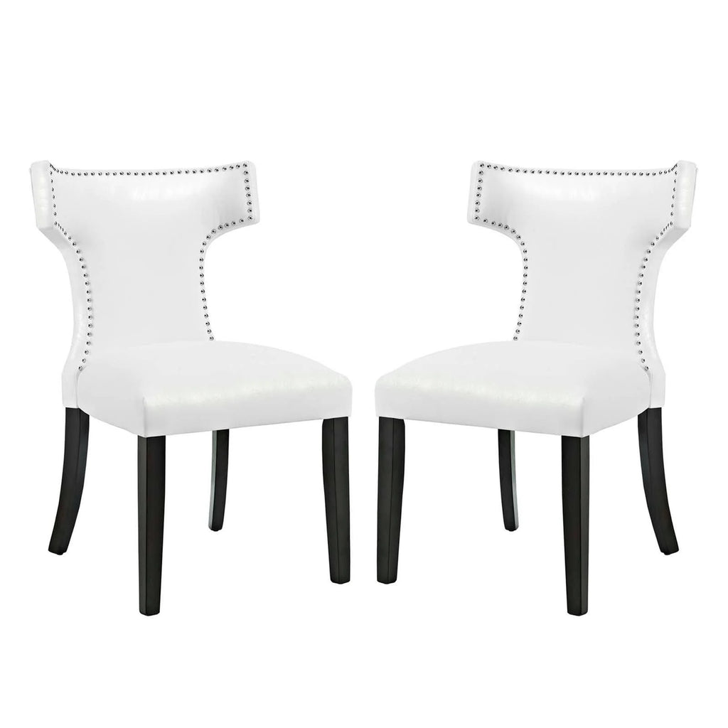 White Curved Vinyl Dining Chair (Set of 2) G469756