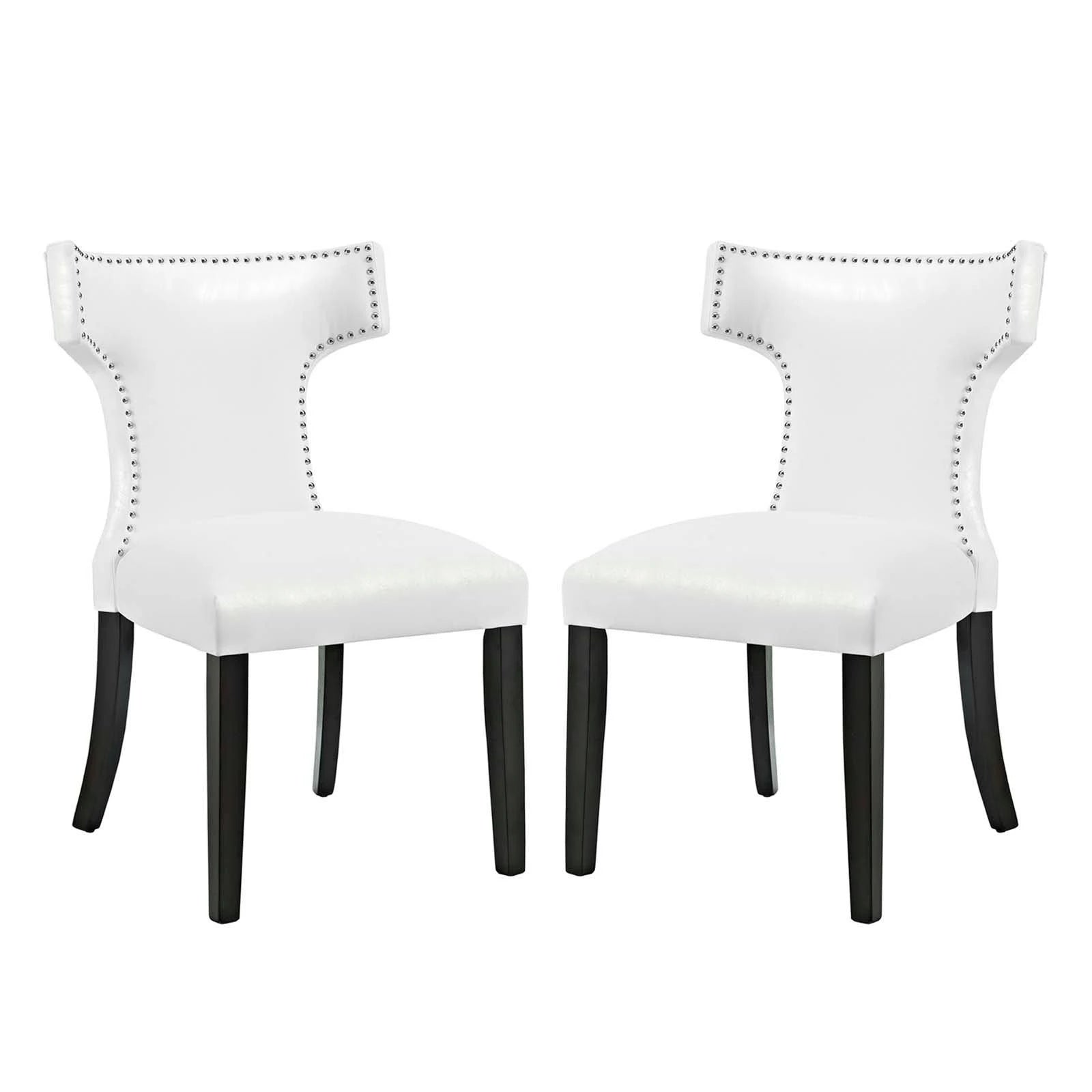 White Curved Vinyl Dining Chair (Set of 2) G469756