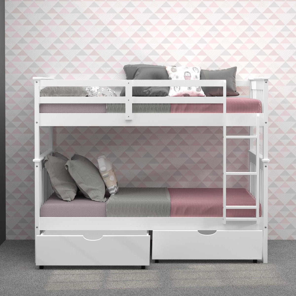 Twin over Twin Bunk Bed in White Q567771