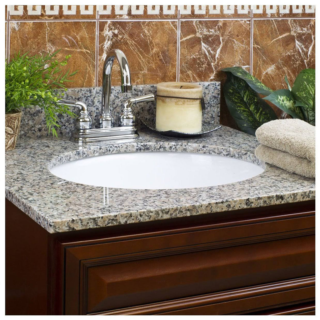 Burlywood Granite Vanity Top 37 in x 22 in with Backsplash 4 in Spread C913