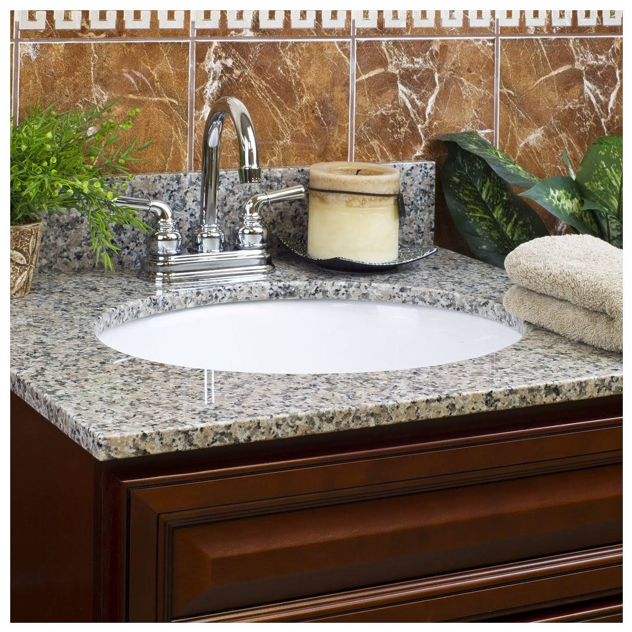 Burlywood Granite Vanity Top 37 in x 22 in with Backsplash 4 in Spread C913