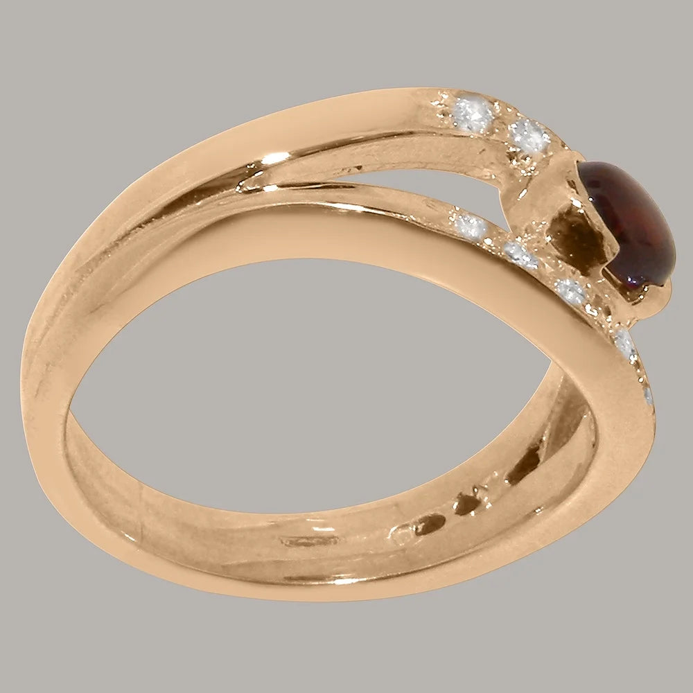 9k Rose Gold Natural Garnet & Diamond Womens Band Ring E25953