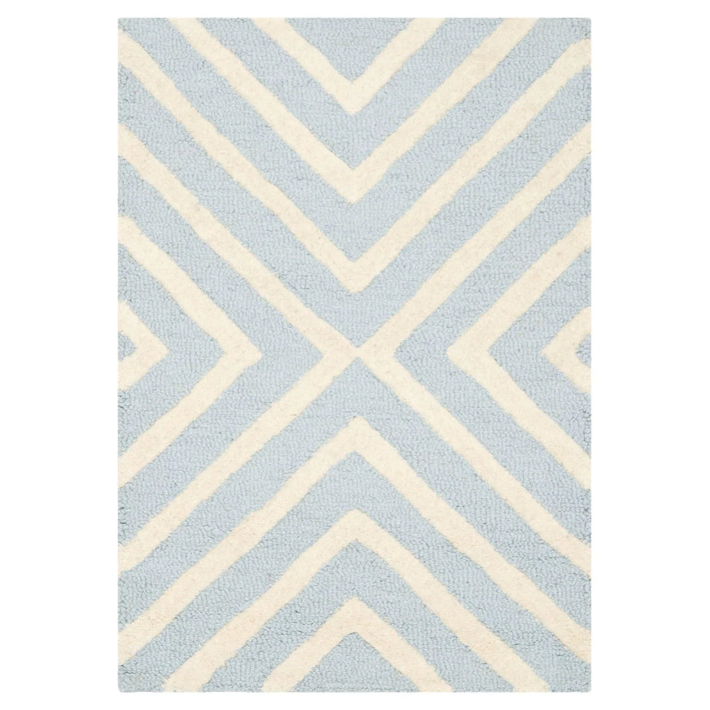 Light Blue/Ivory Wool Area Rug, 10' x 14' D66317