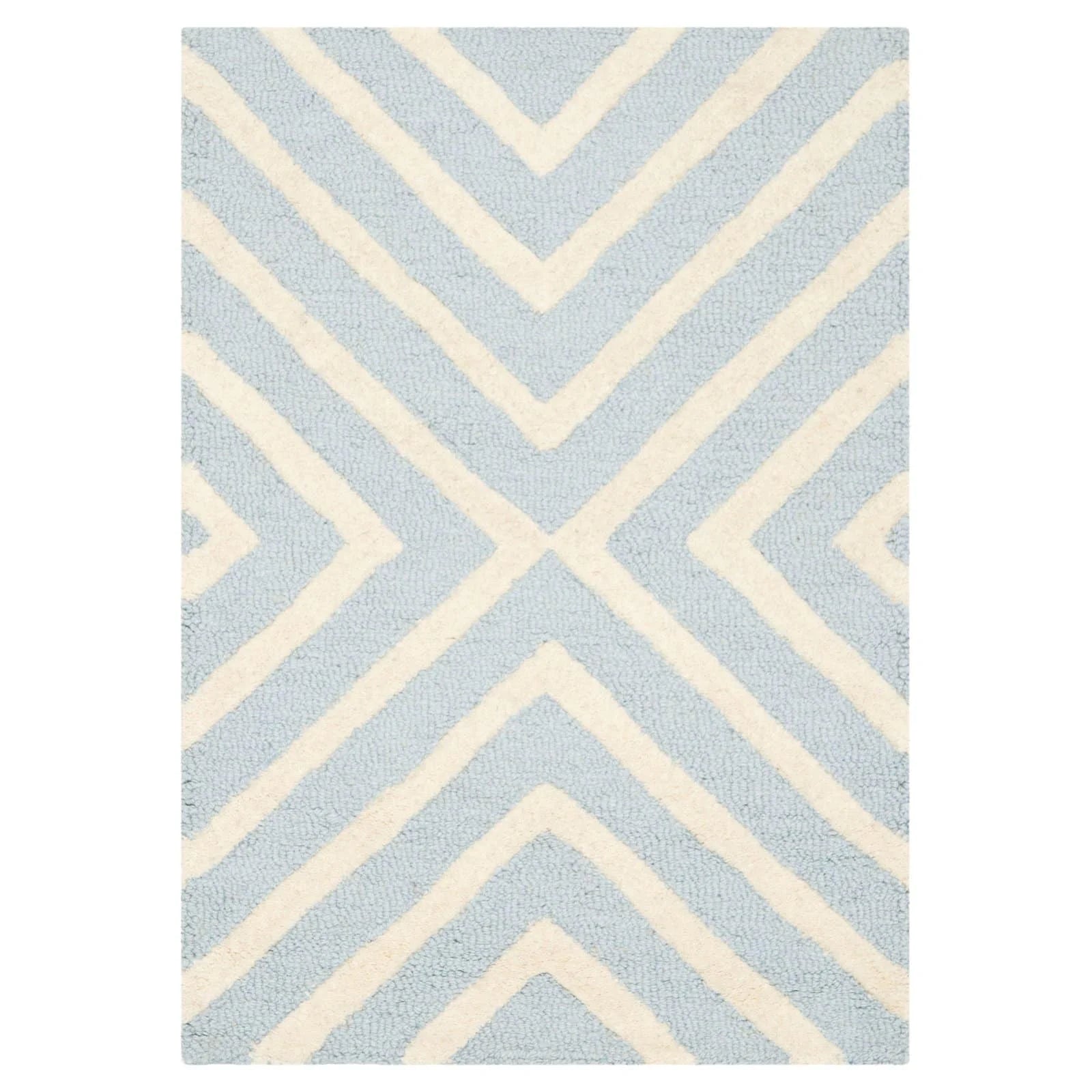 Light Blue/Ivory Wool Area Rug, 10' x 14' D66317