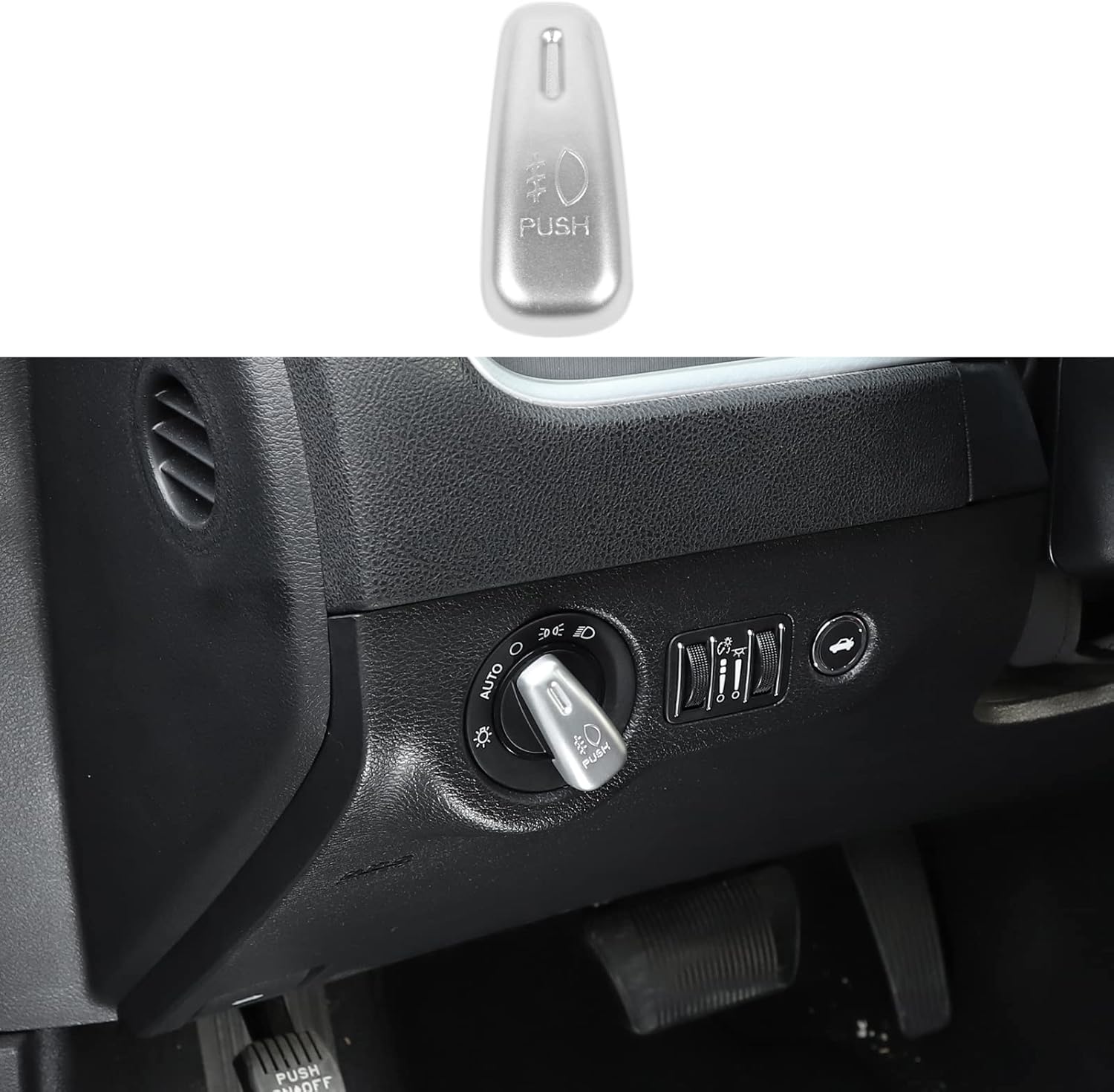 Red Carbon Fiber Headlight Control Switch Knob Cover Trim Pack of 2 Q367656