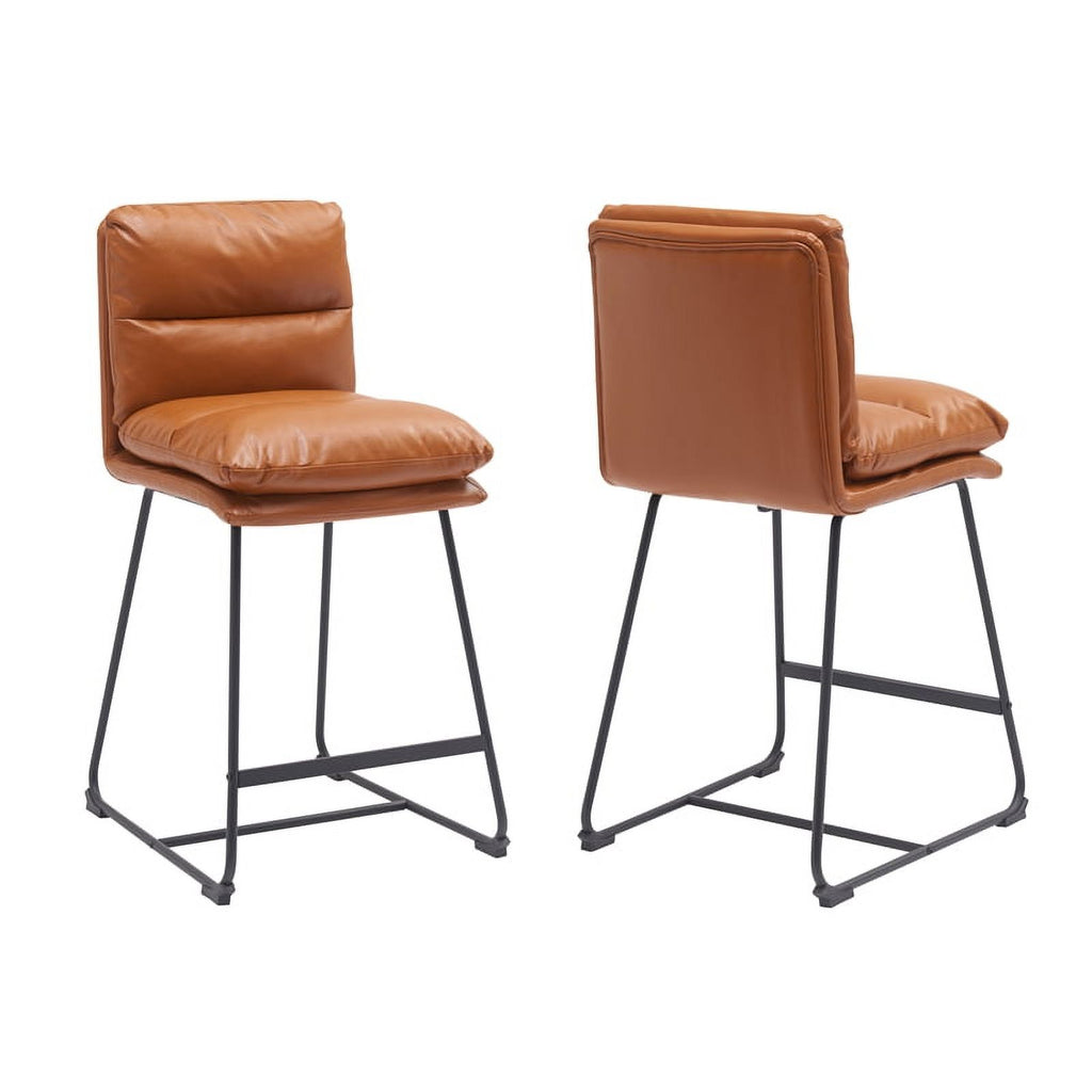Tan Faux Leather Counter Stool (Set of 2) C15883