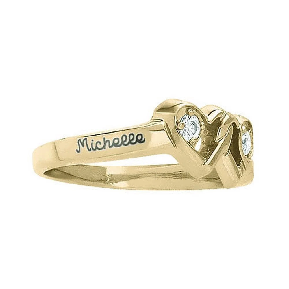 Loving Promise Ring with Diamonds in 10kt and 14kt Yellow and White Gold L943907