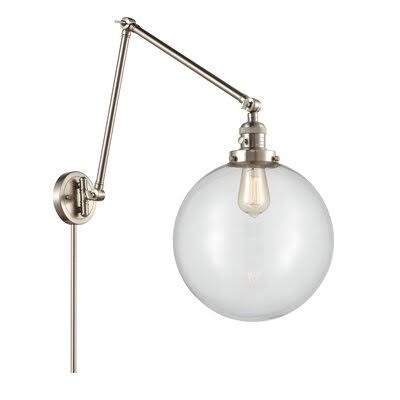 1 - Light Dimmable Swing Arm Brushed Satin Nickel Clear P994124