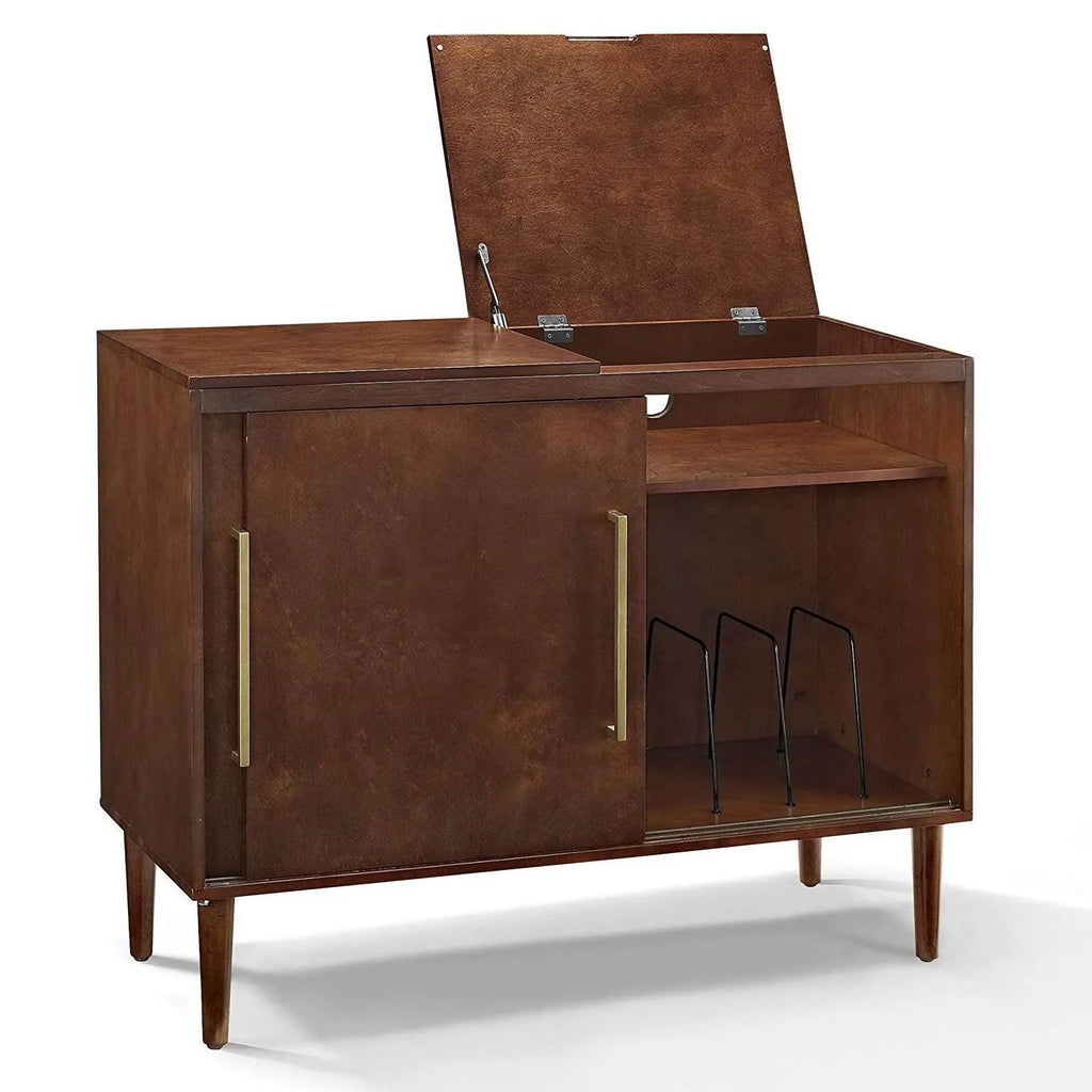 Mahogany/Gold Wood Media Console Table W3095