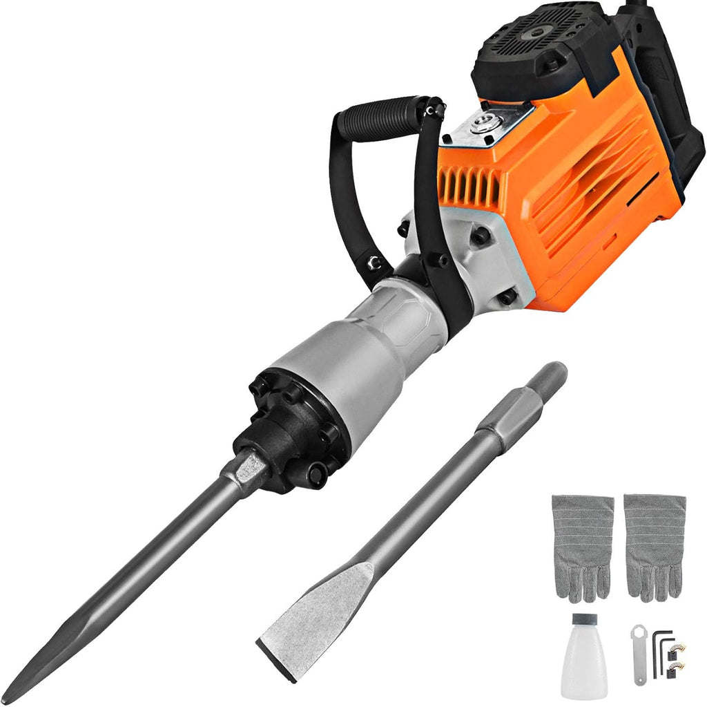 3500W Electric Demolition Hammer Concrete Breaker with Flat Chisel Bull Point Chisel U1772