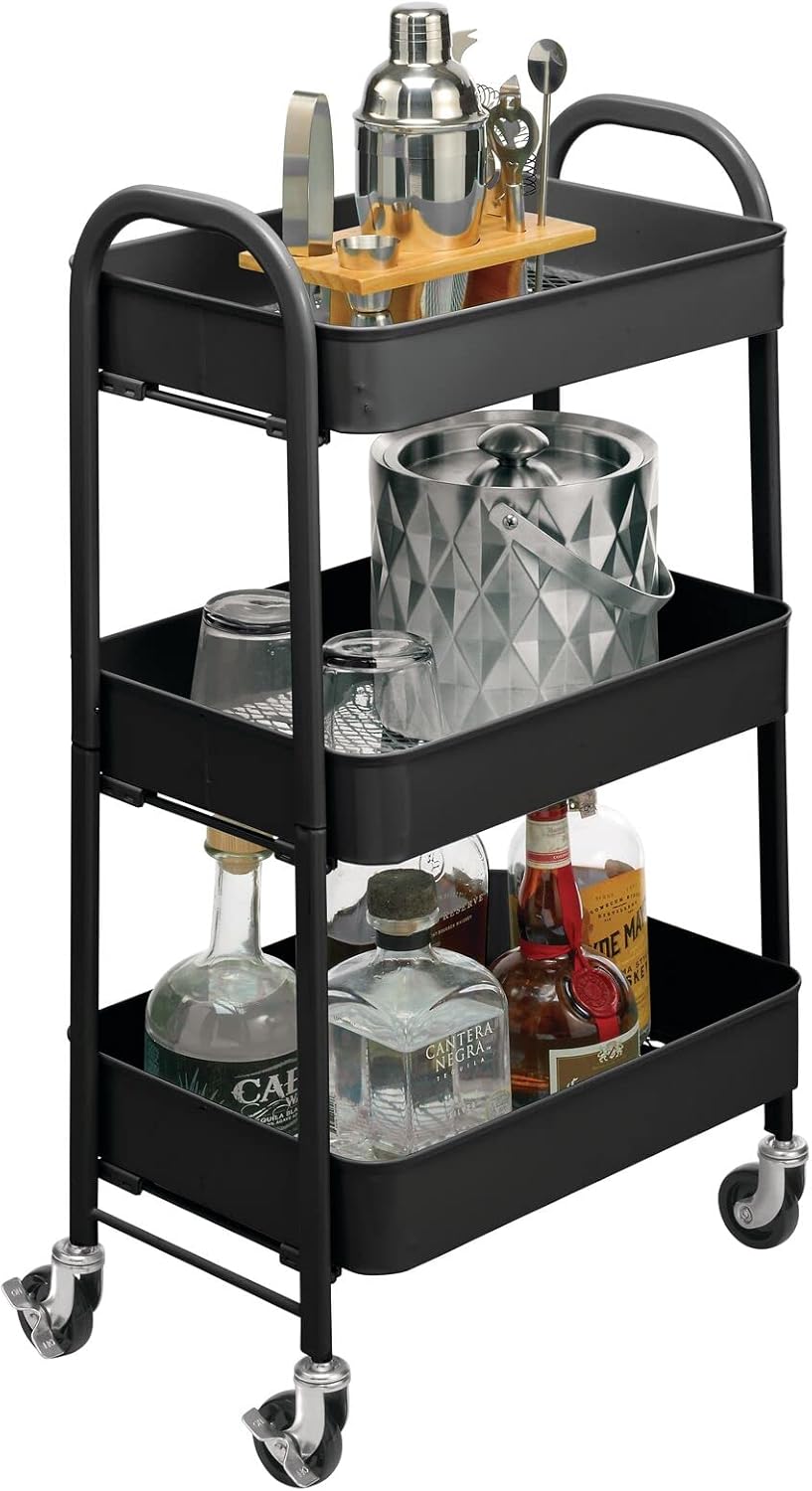 Mint Green 3-Tier Rolling Metal Storage Cart with 4 Caster Wheels K8849
