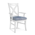 Navy and White Performance Stripe Cross Back Arm Chair B2660