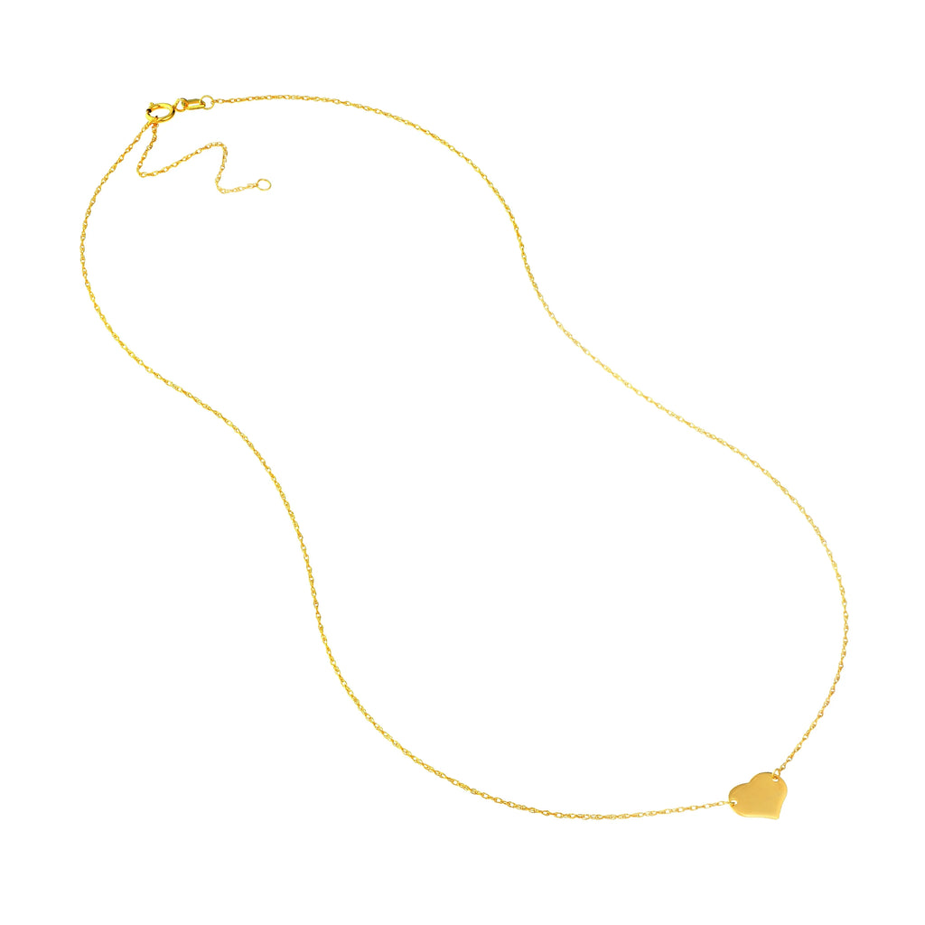 14K Yellow Gold Rope Chain Necklace with Mini Heart E886