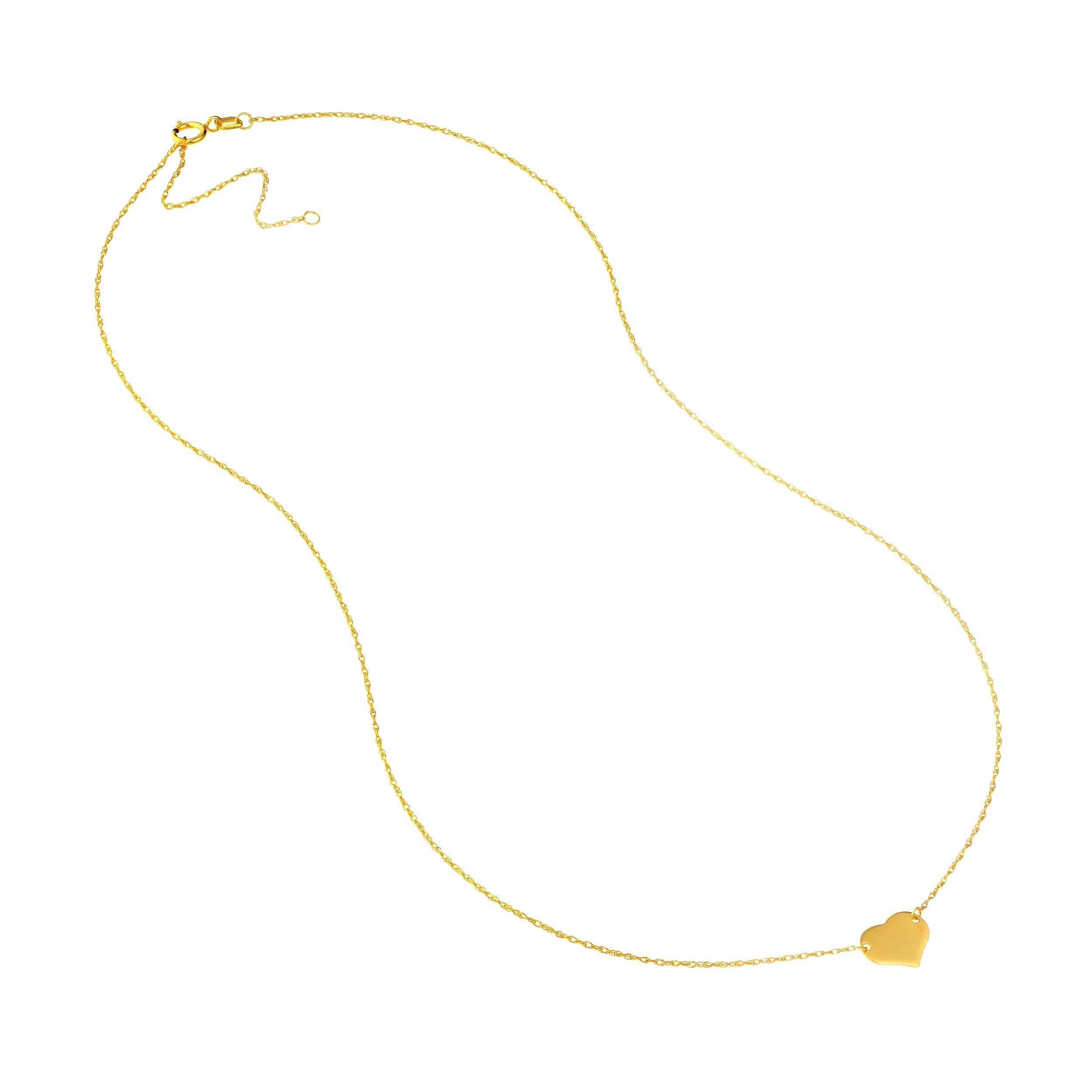 14K Yellow Gold Rope Chain Necklace with Mini Heart E886