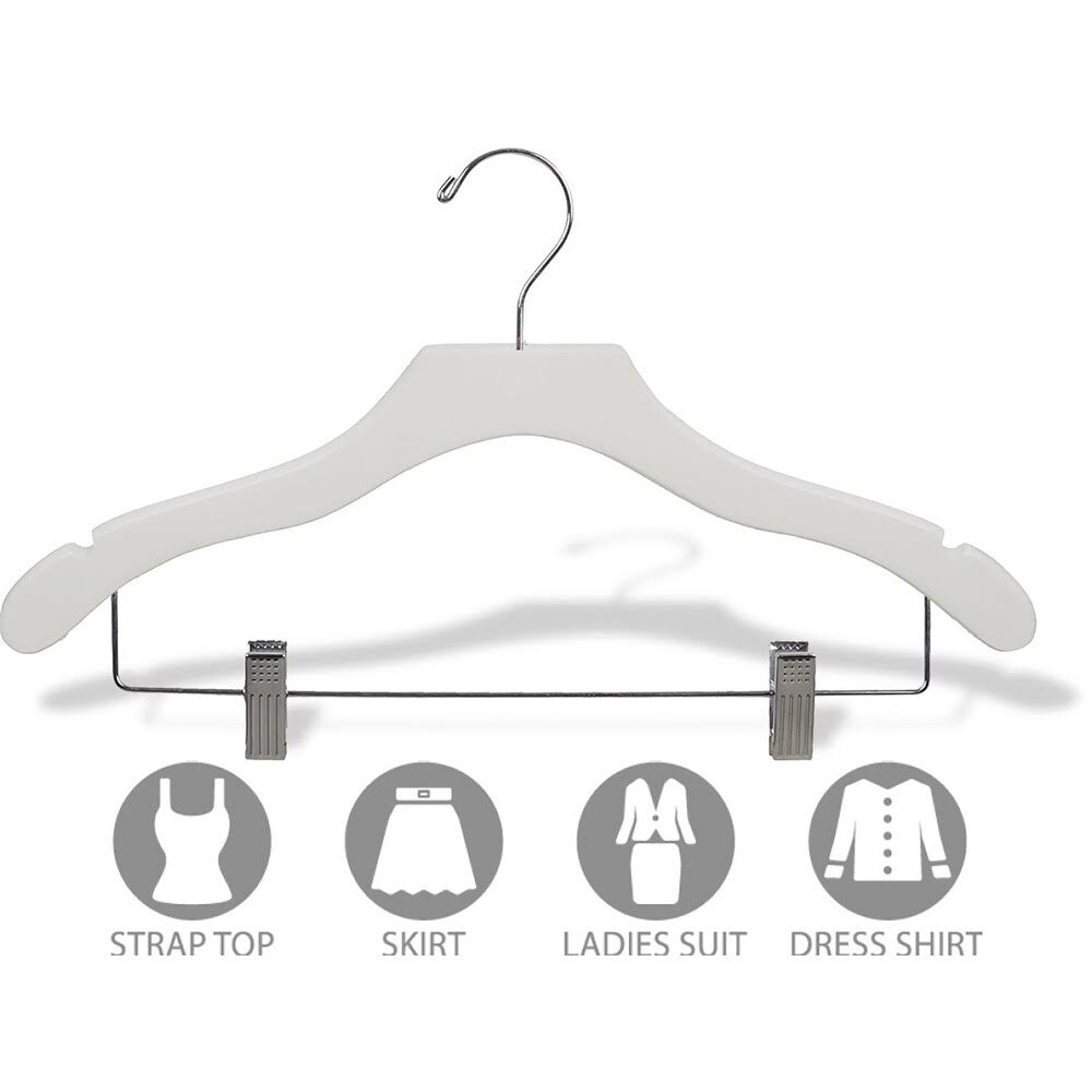 White Notched Wavy Combo Hanger with Clips (Case of 50) L839440