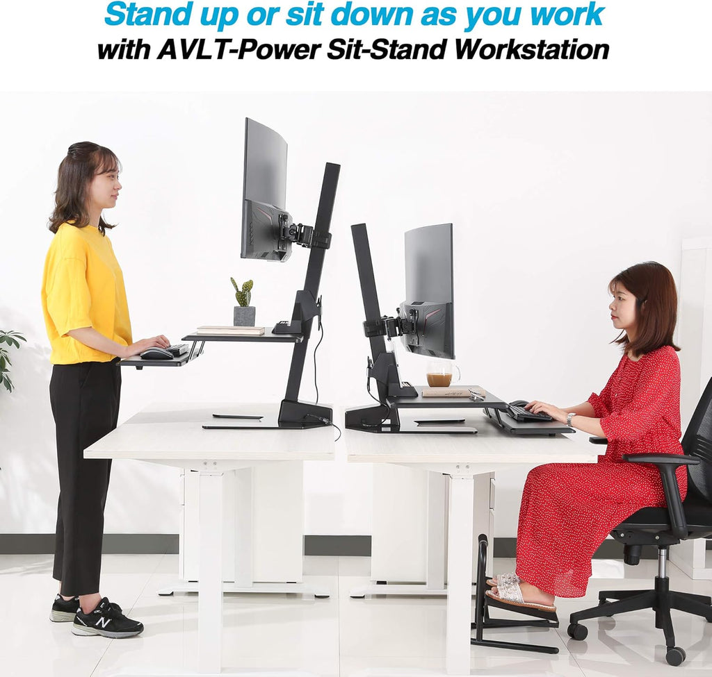 Dual 32" Monitor Electric Standing Desk with Keyboard Tray Extra Large 28"x 16" Tabletop Motorized Height Adjustable Sit to Stand Table A8964